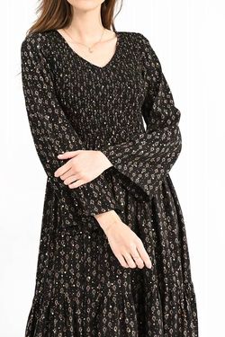 Style 1-2033492408-892 MOLLY BRACKEN Black Size 8 Polyester Military Bell Sleeves Floor Length Straight Dress on Queenly