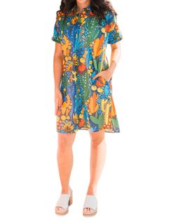 Style 1-949522324-70 Layerz Clothing Blue Size 0 Pockets Floral Cocktail Dress on Queenly