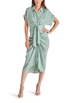 Style 1-3310400862-1901 STEVE MADDEN Green Size 6 Tall Height Free Shipping Polyester High Low Cocktail Dress on Queenly