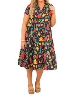Style 1-3425992505-1691 Layerz Clothing Black Size 16 Pattern A-line Free Shipping Plus Size Cocktail Dress on Queenly