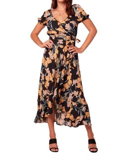 Style 1-669430098-74 band of the free Black Size 4 V Neck Floral Straight Dress on Queenly
