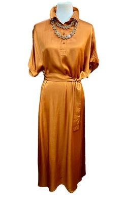 Style 1-422606182-149 FRNCH Orange Size 12 Belt Silk Plus Size Straight Dress on Queenly