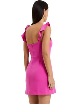 Style 1-3206286262-1498 FRENCH CONNECTION Pink Size 4 Straight Jersey A-line Cocktail Dress on Queenly