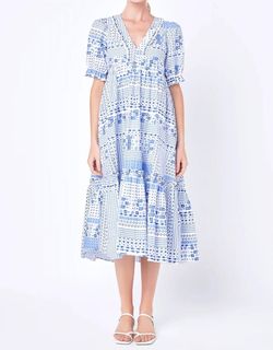 Style 1-3785684911-149 English Factory Blue Size 12 Pockets Plus Size Cocktail Dress on Queenly