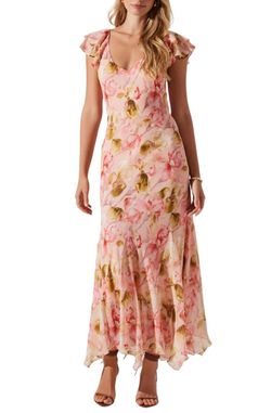 Style 1-3586733605-74 ASTR Pink Size 4 Floral Straight Dress on Queenly
