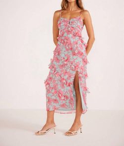 Style 1-2457916027-149 MINKPINK Pink Size 12 Straight Floral Plus Size Ruffles Cocktail Dress on Queenly