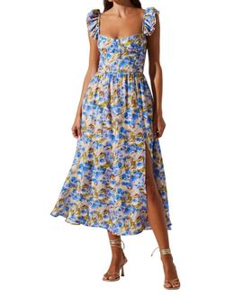 Style 1-3645183626-149 ASTR Blue Size 12 Floral Plus Size Ruffles Cocktail Dress on Queenly
