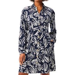 Style 1-2450198828-892 Nic + Zoe Blue Size 8 Sleeves High Neck A-line Cocktail Dress on Queenly