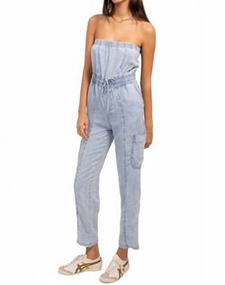 Style 1-2459207696-892 Central Park West Blue Size 8 Free Shipping Strapless Pockets Jumpsuit Dress on Queenly