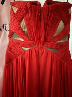 Jovani Red Size 6 Black Tie Jersey Straight Dress on Queenly