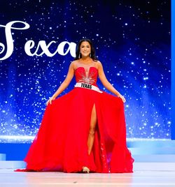 Jovani Red Size 6 Black Tie Jersey Straight Dress on Queenly