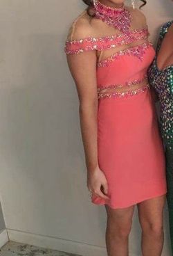 Rachel Allan Pink Size 4 Prom Mini High Neck Cocktail Dress on Queenly