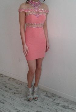 Rachel Allan Pink Size 4 Prom Mini High Neck Cocktail Dress on Queenly