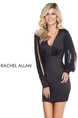 Style LBD L1256 Rachel Allan Black Size 4 Lbd L1256 Sleeves Cocktail Dress on Queenly