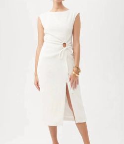 Style 1-609671552-425 Trina Turk White Size 8 Straight Side Slit Keyhole Cocktail Dress on Queenly