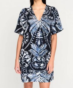 Style 1-1810031214-70 Marie Oliver Blue Size 0 Print Sorority Cocktail Dress on Queenly