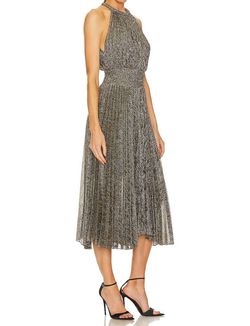 Style 1-3854252254-1498 A.L.C. Gold Size 4 Tall Height Polyester Halter Cocktail Dress on Queenly