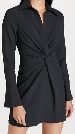 Style 1-598949638-1498 cinq a sept Black Size 4 Polyester Mini High Neck Sleeves Sorority Cocktail Dress on Queenly