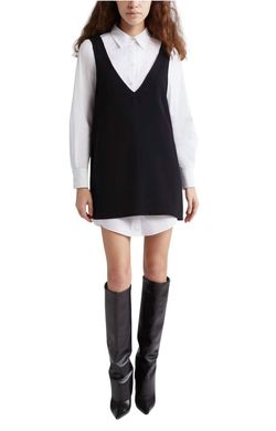 Style 1-2944370817-425 cinq a sept Black Size 8 Mini Sorority High Neck Spandex Cocktail Dress on Queenly