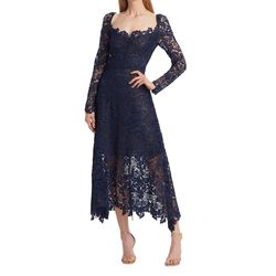 Style 1-3820214463-3710 Oscar de la Renta Blue Size 8 Navy Straight Dress on Queenly