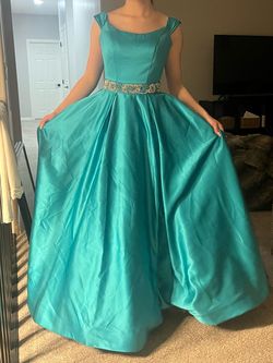 Sherri Hill Blue Size 0 Teal Floor Length Pageant Ball gown on Queenly