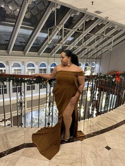 Brown Size 18 Side slit Dress on Queenly