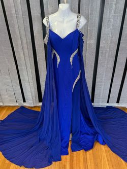 Portia and Scarlett Blue Size 0 Floor Length Jersey Side slit Dress on Queenly