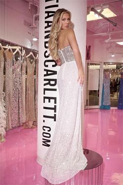 Style PS24882C Portia and Scarlett Silver Size 0 Ps24882c Prom Side slit Dress on Queenly