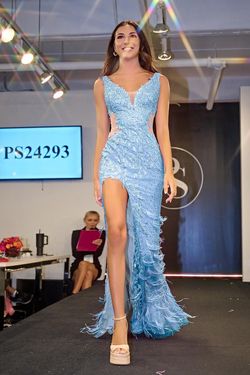 Style PS24293 Portia and Scarlett Blue Size 10 Floor Length Ps24293 Side slit Dress on Queenly