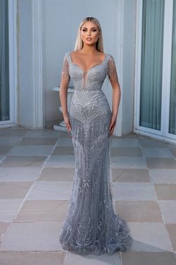 Style PS23985 Portia and Scarlett Silver Size 10 Floor Length Straight Dress on Queenly