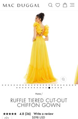 Mac Duggal Yellow Size 2 Wedding Guest Jersey Plunge Straight Dress on Queenly