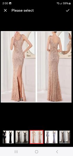 Boutique  Rose Gold Size 12 Print Military Floor Length Mermaid Dress on Queenly