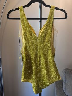 Ashley Lauren Yellow Size 2 Plunge Straight Jumpsuit Dress on Queenly