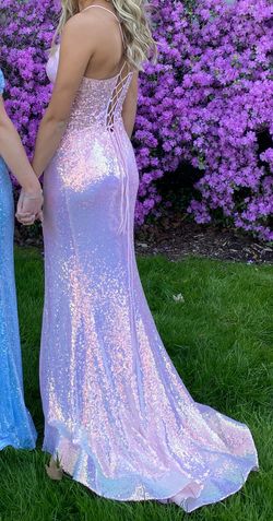 Style 87211 Amarra Pink Size 4 Prom Corset Side slit Dress on Queenly