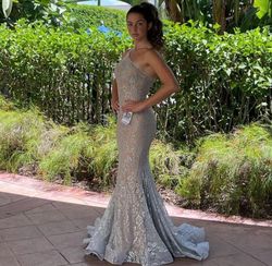 Jovani Silver Size 2 Prom Pageant Mermaid Dress on Queenly