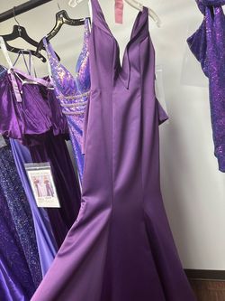 Rachel Allan Purple Size 4 Floor Length Jersey Mermaid Dress on Queenly