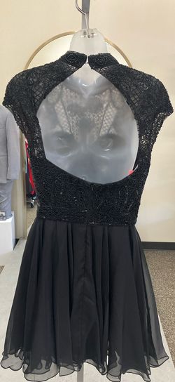 Style 51291 Sherri Hill Black Size 10 Flare Homecoming High Neck Prom Cocktail Dress on Queenly