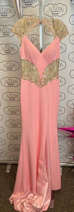 Ritzee Pink Size 6 Jersey Plunge Side slit Dress on Queenly