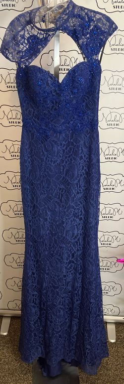 Alyce Paris Blue Size 2 Sleeves Jersey A-line Dress on Queenly