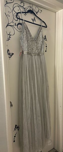 BHLDN Silver Size 4 50 Off Military Floor Length A-line Dress on Queenly