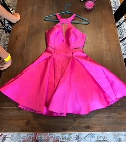 Rachel Allan Pink Size 4 Sheer High Neck Pageant Cocktail Dress on Queenly