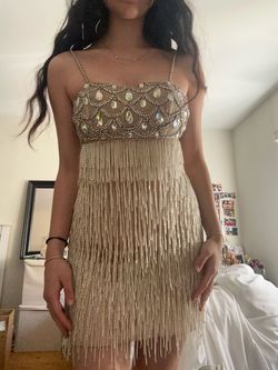 Sherri Hill Nude Size 2 Mini Speakeasy Fringe 70 Off Cocktail Dress on Queenly