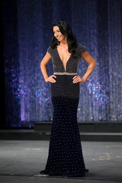 Jovani Blue Size 8 Floor Length Pageant Navy Mermaid Dress on Queenly