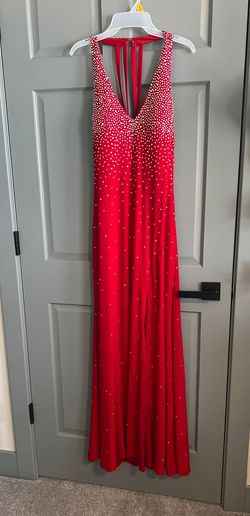 Cachet Red Size 10 Jersey Side slit Dress on Queenly