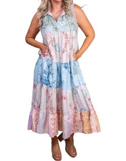 Style 1-1009024342-74 DAVI & DANI White Size 4 Polyester Pockets Floral Straight Dress on Queenly