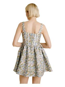 Style 1-1068126131-74 Aureum Blue Size 4 Polyester Corset Pockets Floral Cocktail Dress on Queenly