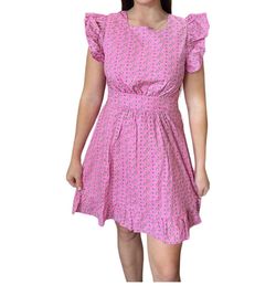 Style 1-1170916190-74 Aureum Pink Size 4 Polyester Sorority Floral Cocktail Dress on Queenly