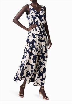 Style 1-1297945149-892 Nic + Zoe Blue Size 8 Belt Floor Length Floral Straight Dress on Queenly