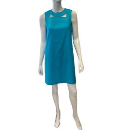 Style 1-1412283901-425 Trina Turk Blue Size 8 Teal Sorority Straight Cocktail Dress on Queenly