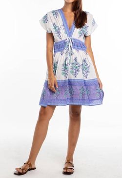 Style 1-18380322-74 Bindu Blue Size 4 A-line Plunge Summer Cocktail Dress on Queenly